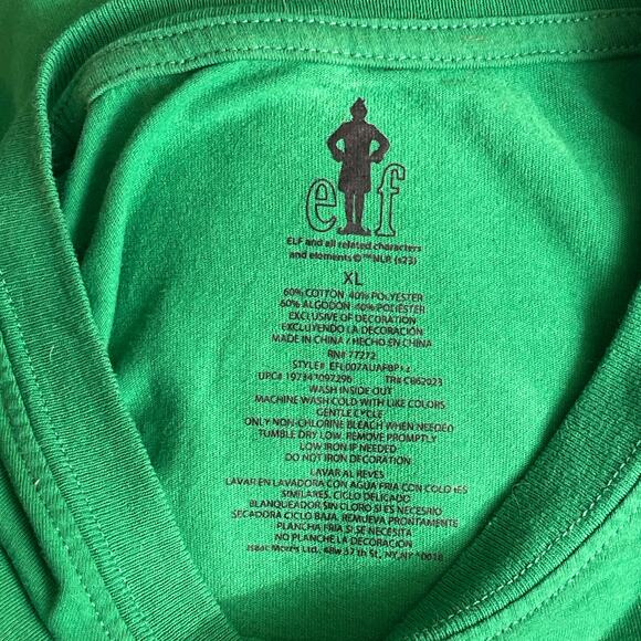 Elf the Movie Buddy SMILING IS MY FAVORITE Ugly Christmas Tee Shirt Size XL - Picture 4 of 4